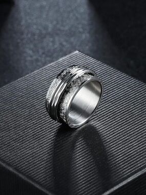 Anthropologie Silver Floral Spinner Ring